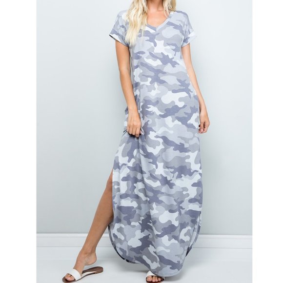 sweet lovely Dresses & Skirts - NWT- Women's V-Neck Maxi w/Pockets, Grey Camo